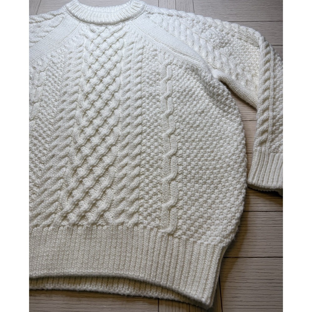 FOREVER 21 Women Ivory Chunky Cozy Cable Knit Pullover Rory Gilmore Sweater Sz L - Picture 5 of 8